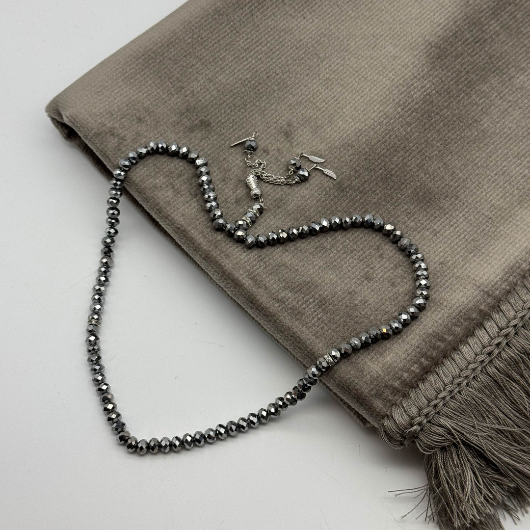 QAMARR ® Deluxe Personalized Prayer mat Giftbox - Moonstone Taupe